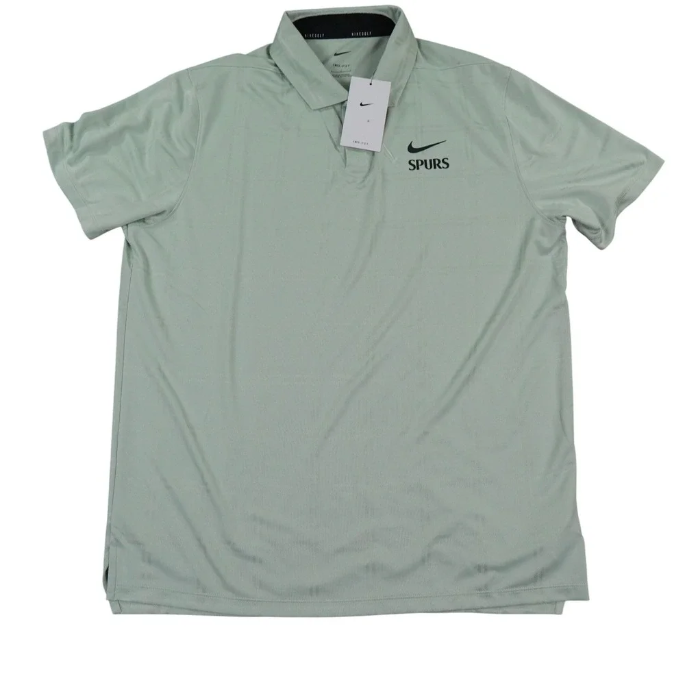 Nike Spurs Vapor Golf Polo Mens Large Green Regular Fit Logo Dri-FIT DA2969-017